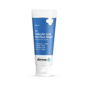 the derma co 1% salicylic acid gel face wash with salicylic acid & witch hazel for active acne