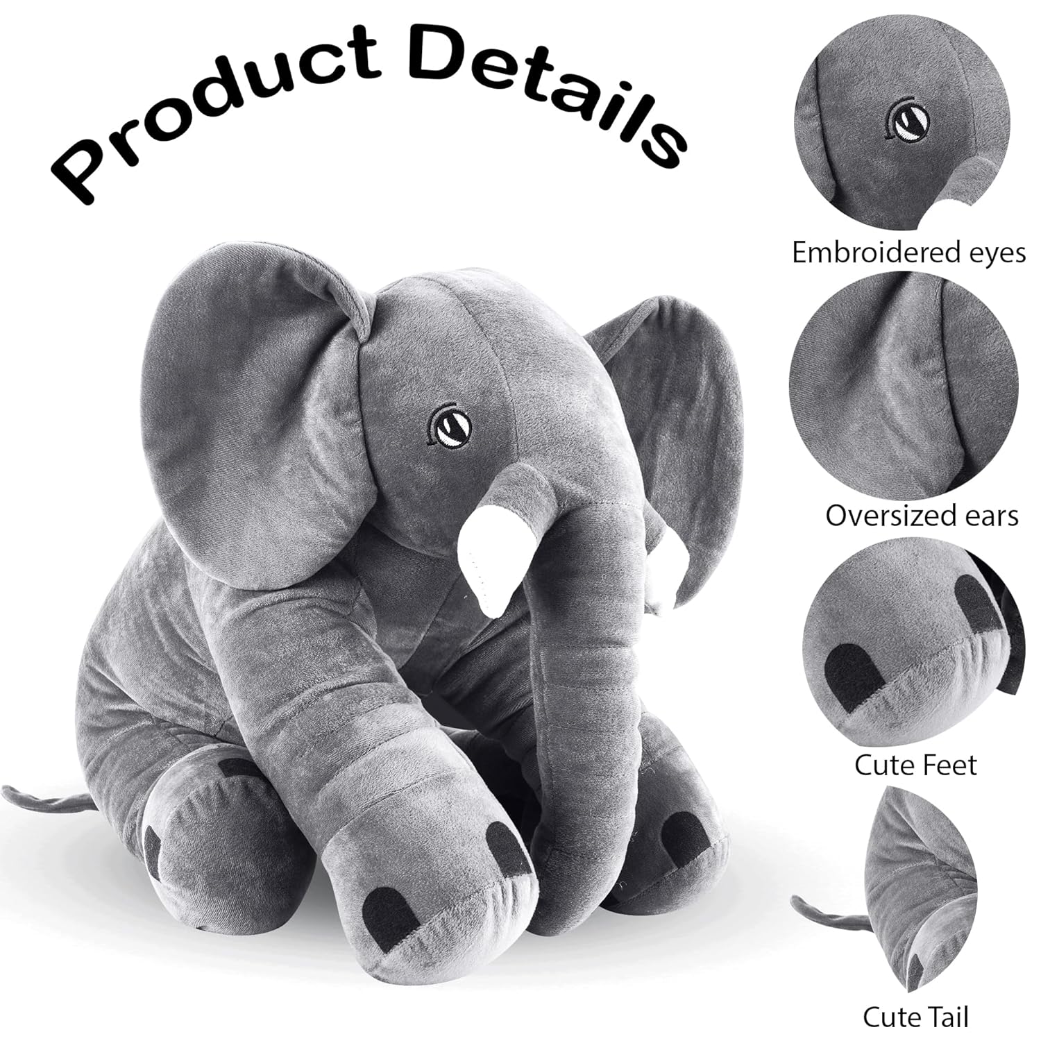 big size fibre filled stuffed animal elephant soft toy